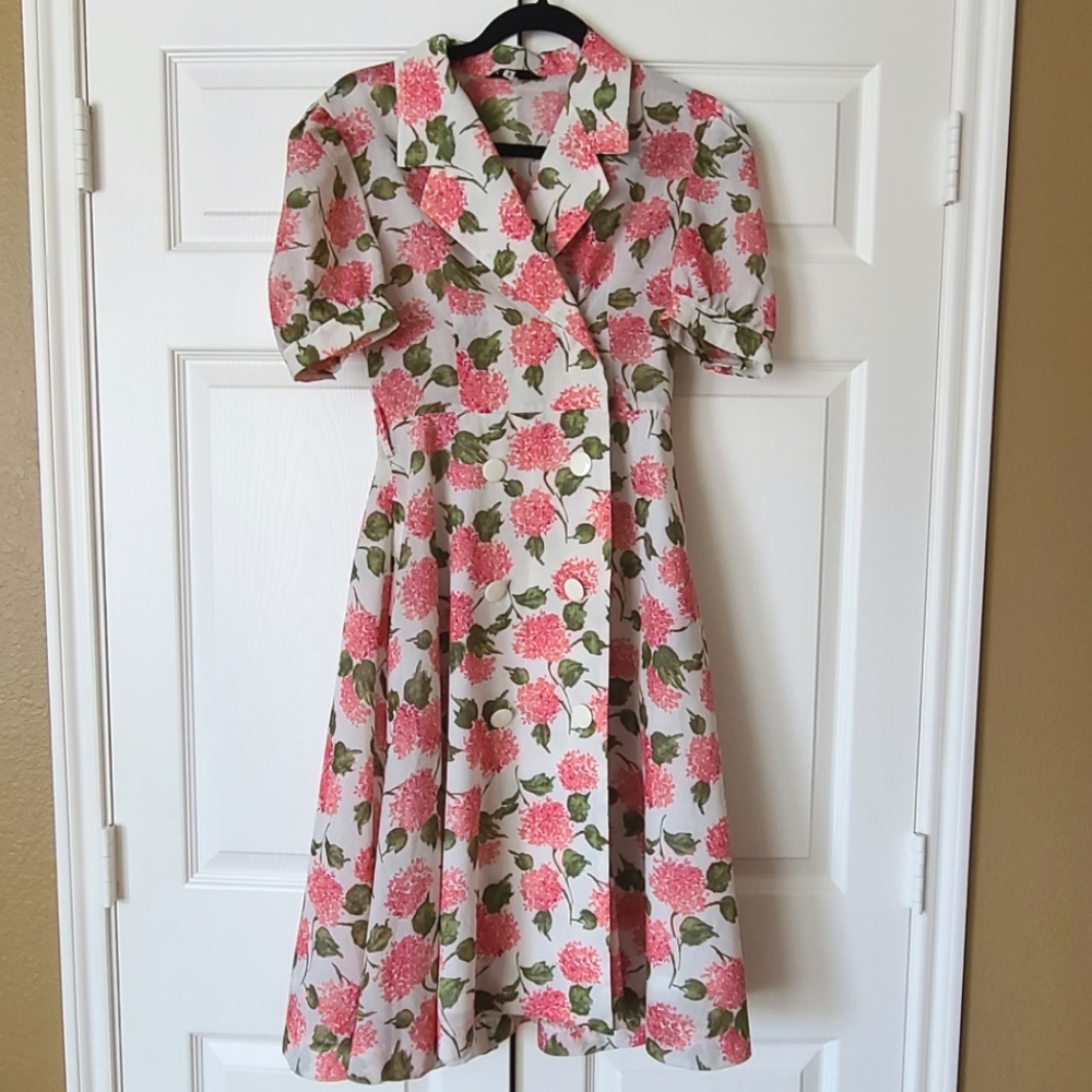 VINTAGE 70s 80s 90s Ronsher Floral Dress US 4